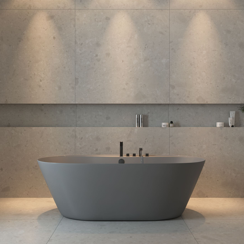 Sala de banho com Bergamo Off White Decortiles