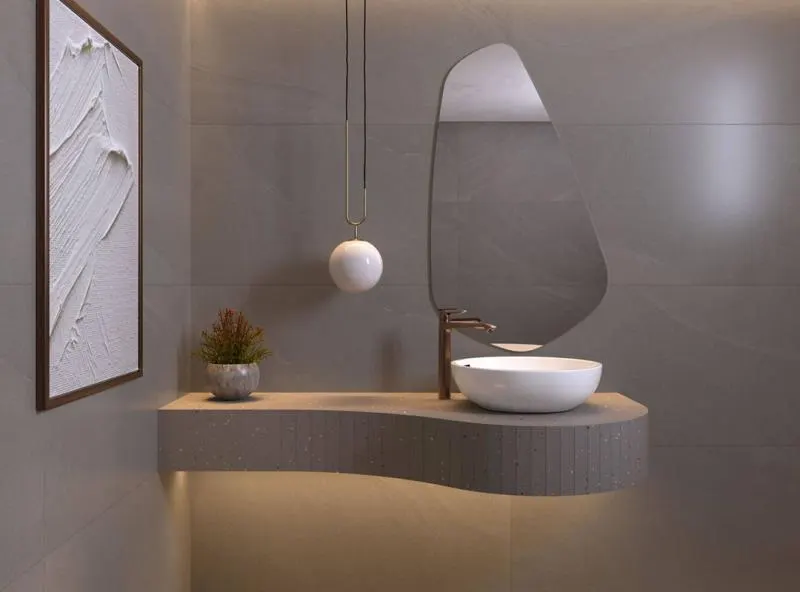 Khali Grafite Eliane: porcelanato efeito pedra em cinza escuro