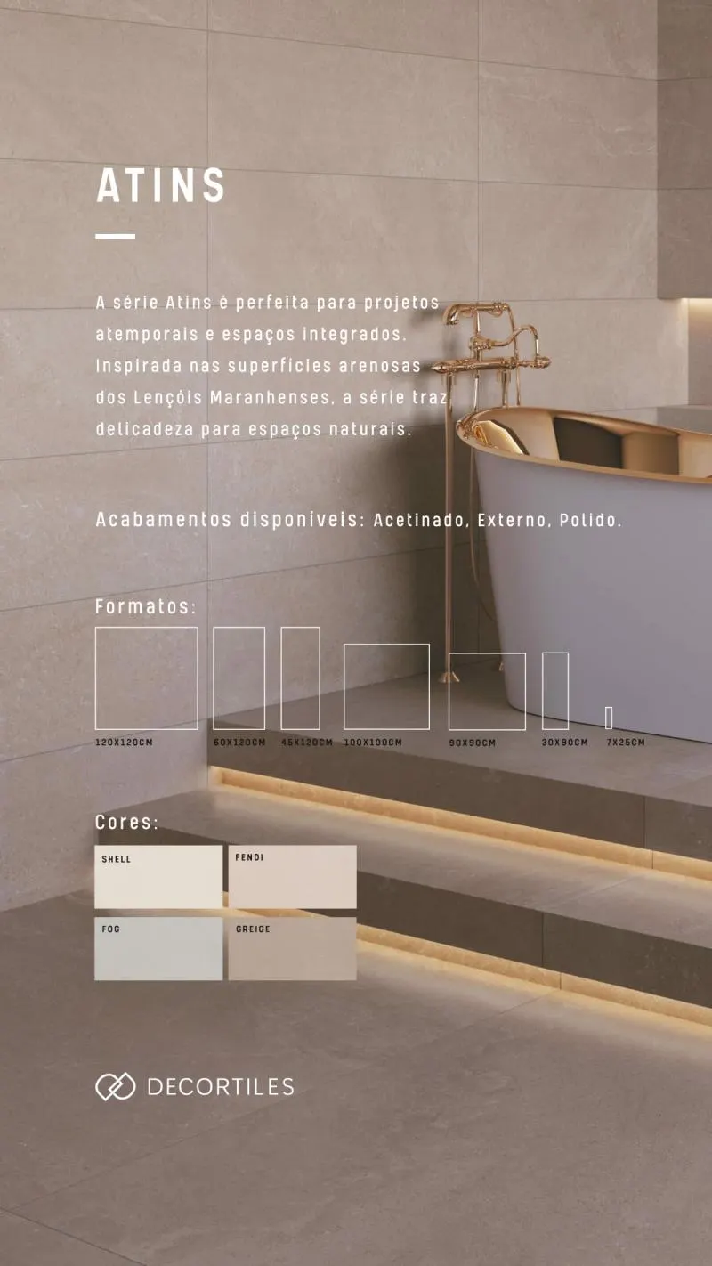 Série Atins Decortiles: porcelanato efeito pedra dos Lençóis Maranhenses