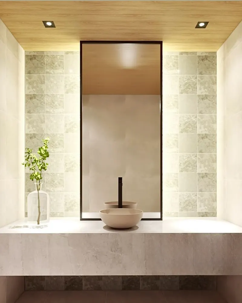 Porcelanato Capri Agave 20x20 Eliane para lavabos e banheiros pequenos