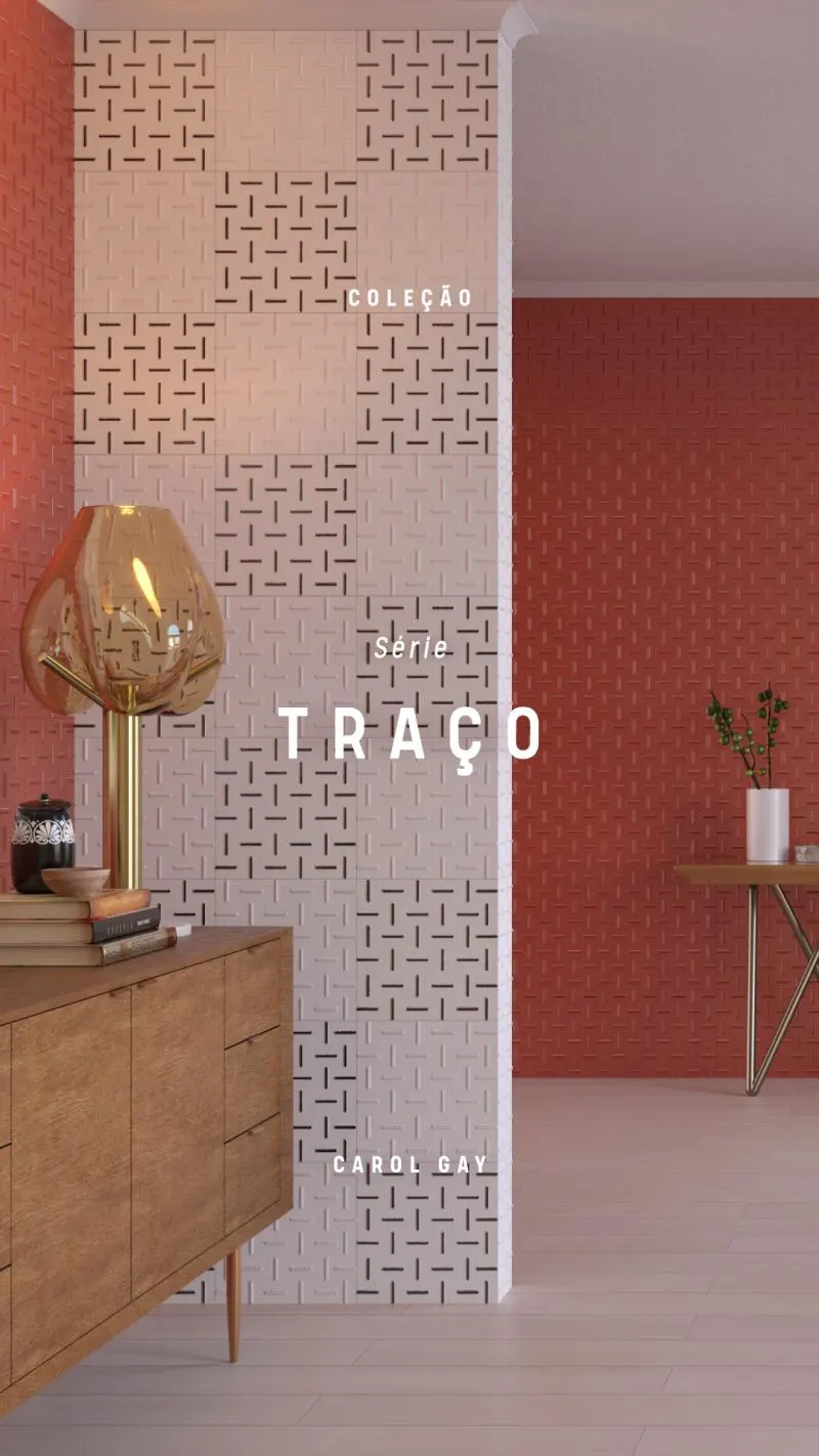 Revestimento Carol Gay Traço: geometria urbana em cores vibrantes