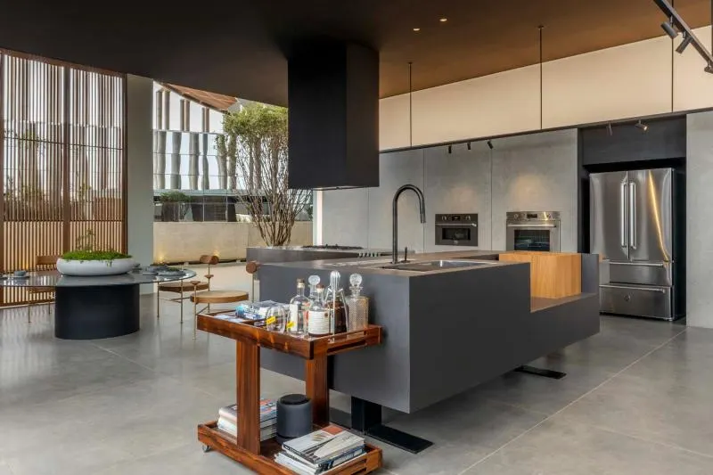 Porcelanato Sampa Decortiles em projeto de área gourmet do Studio Pippa