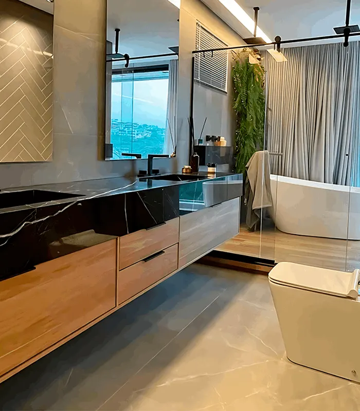 Casa com piscina e porcelanato mármore: projeto em Muriaé