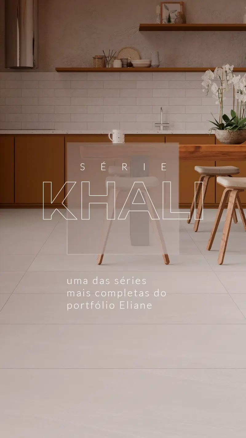 Série Khali Eliane: porcelanato efeito pedra para área interna e externa