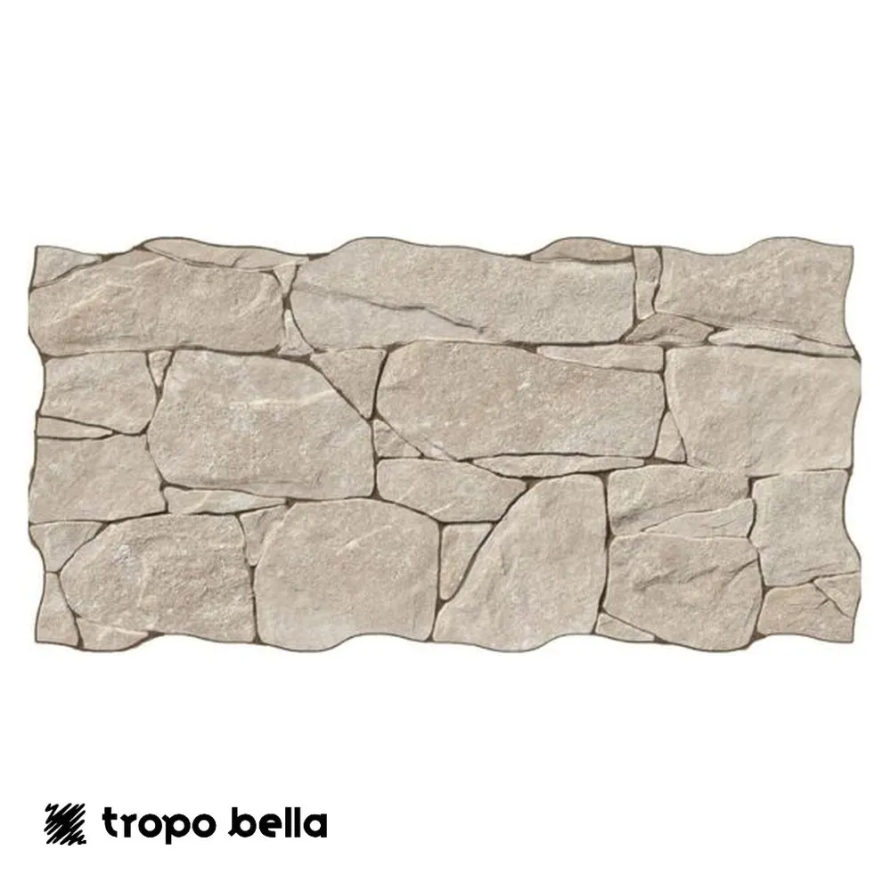 Porcelanato Lithos Crema Relevo 3D 33x65 Tropobella
