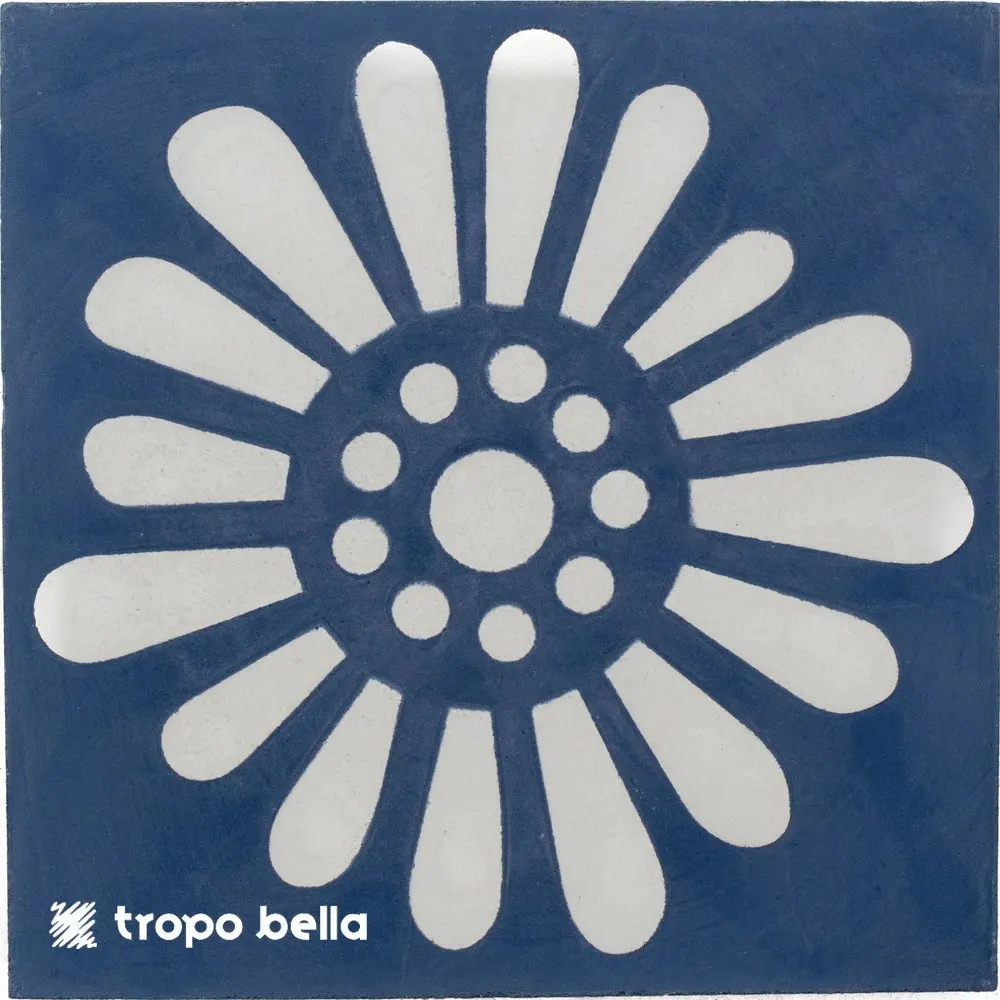 Revestimento Calu Mar Flor Azul Acetinado 20x20 Decortiles
